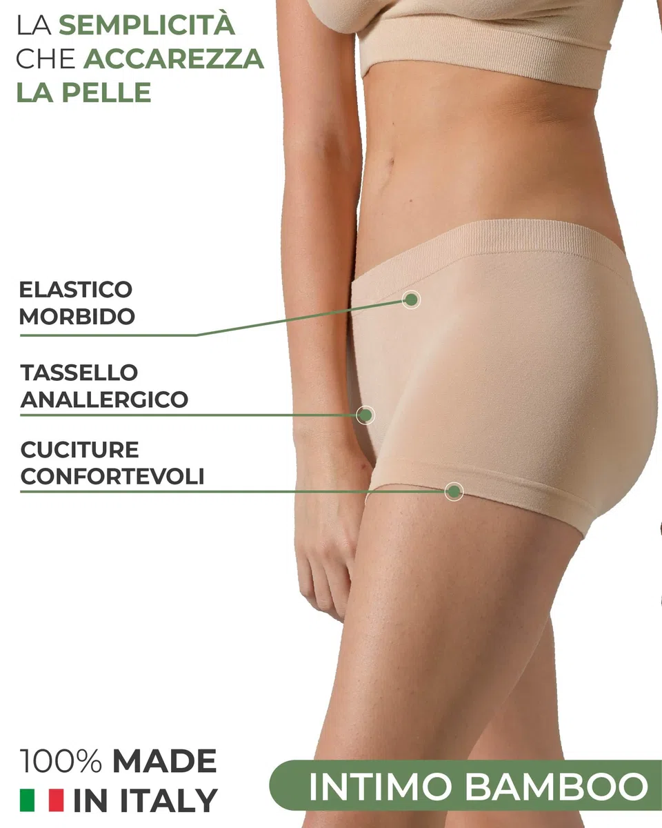 Risalti Culotte Donna Vita Alta Viscosa di Bamboo 3 pz - Mutande Boxer Donna Elasticizzate, Intimo Traspirante Senza Cuciture ed Etichette, più Morbide del Cotone – Made in Italy