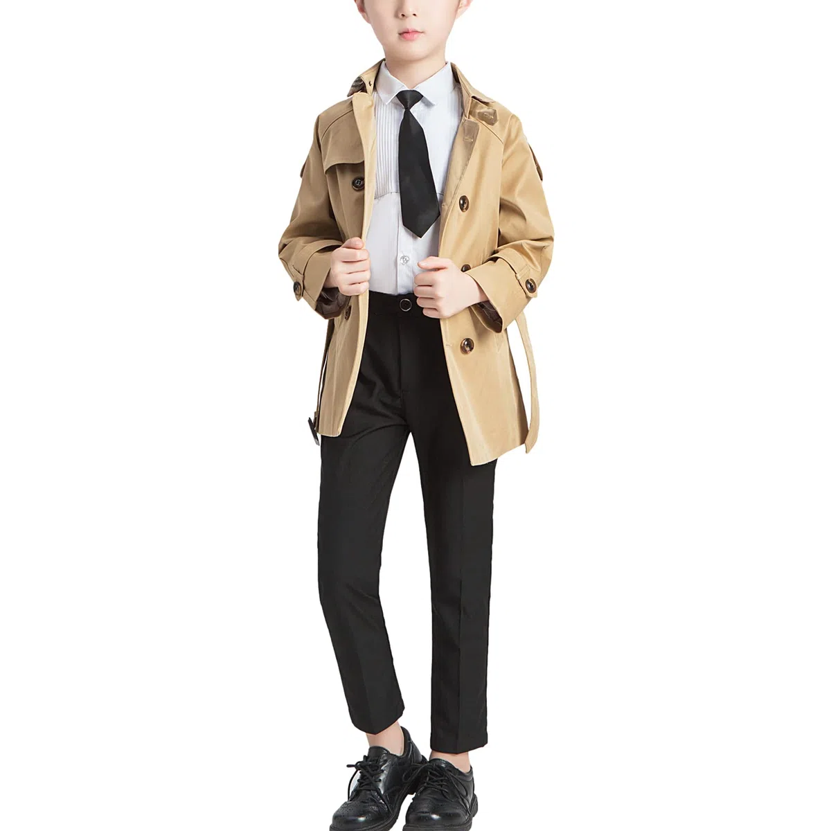 amropi Bambini e Ragazzi Trench Cappotto con Cintura Giacca a Vento Cappotti per 2-10 Anni