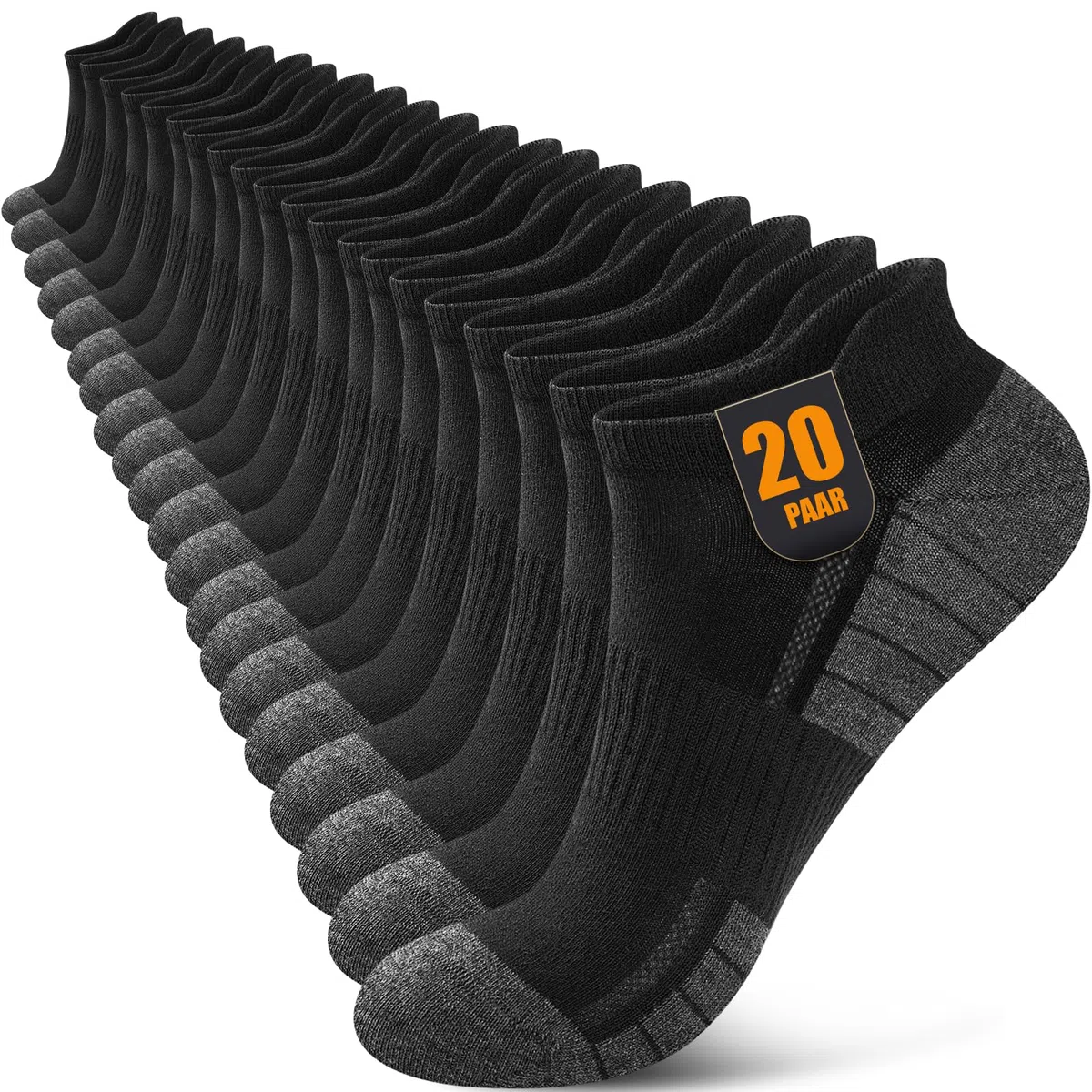 10/20 Paia Calzini Corti Uomo Donna - Calze Corte Traspiranti - Cotone Sportivi Unisex, Nero Bianco Grigio