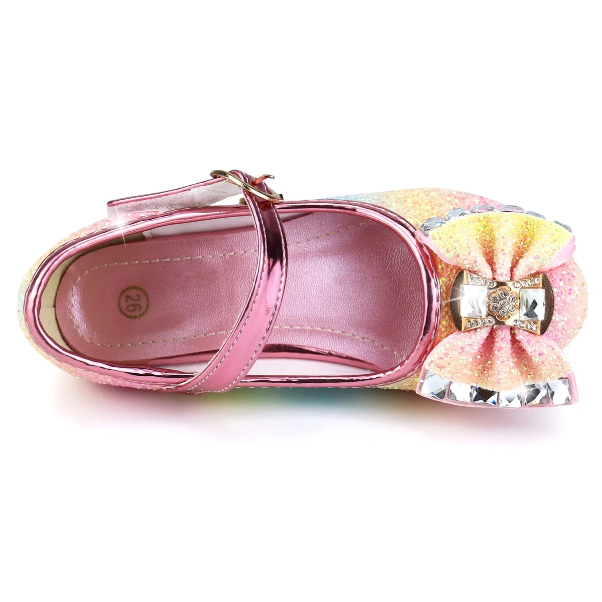 Scarpette di Cristallo Cenerentola, Scarpe Principessa Tacchi, Scarpe Eleganti Arcobaleno Glitterate Bambina 32