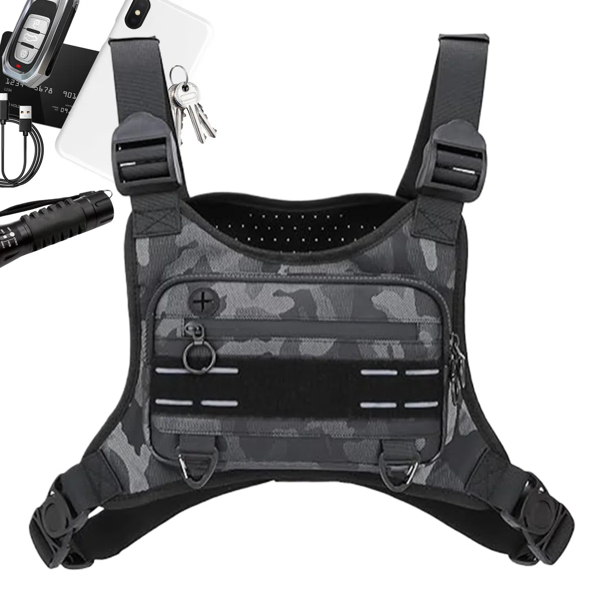 Generico da corsa per uomo - Borsa da corsa leggera da 14 cm*24 cm, sul petto, impermeabile regolabile per gilet | borsa pettorale per zaino in spalla, viaggi, escursionismo all'aper