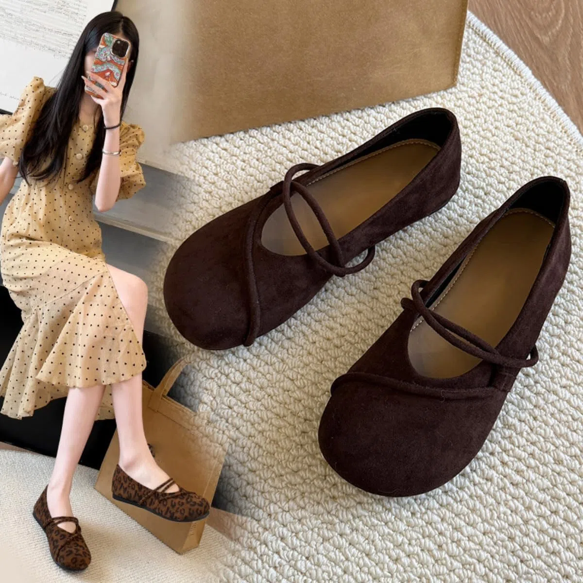 Mary Jane Flat, scarpe ortopediche in pelle scamosciata, con punta arrotondata, classiche, scarpe Mary Jane, scarpe casual da lavoro