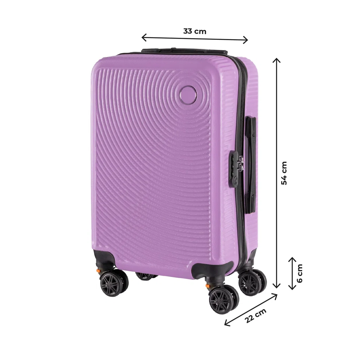 IlGruppone Trolley Bagaglio Mano Rigido 54x33x22 Piccolo Ultraleggero Valigia In Abs Con 4 Ruote Rimovibili Manico Chiusura Di Sicurezza Per Compagnie Low Cost Economy Zaino Da Viaggio - Lilla