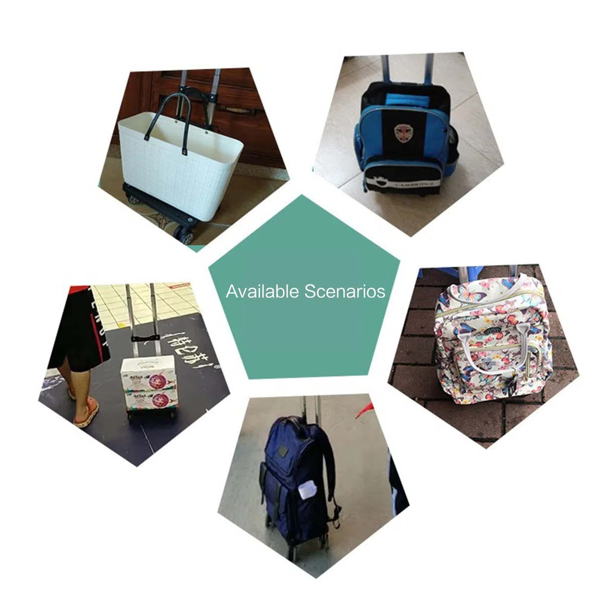 Carrello per zaino in lega di alluminio con 6 carrelli pieghevoli Carrello a mano con ruote per borse scolastiche zaino bagagli, Uno