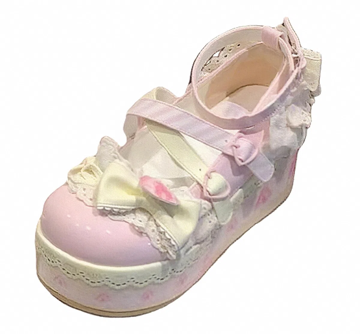 Le Mie Donne Lolita Mary Jane Pelle Scarpe Goth Round Piedi Scricchiolante Piattaforma Tallone Riccio Poltrone Rosa Rospo Kawaii Dolce con Bolla JK Abito Principessa Demin Jeans