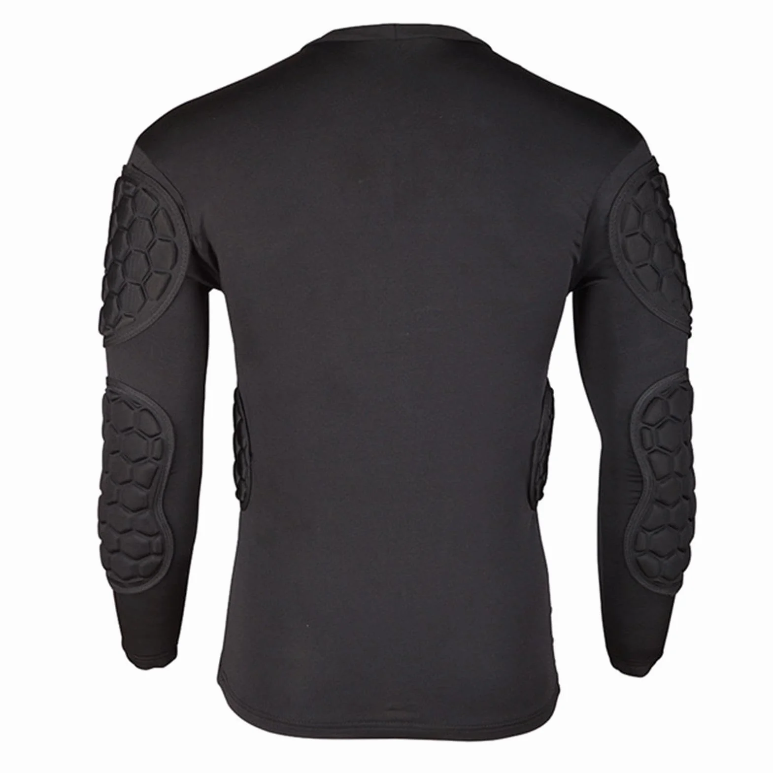 Teksome Maglia a compressione imbottita da calcio, maglia da portiere, nera, a maniche lunghe, per calcio, basket, paintball, rugby, parkour, calcio
