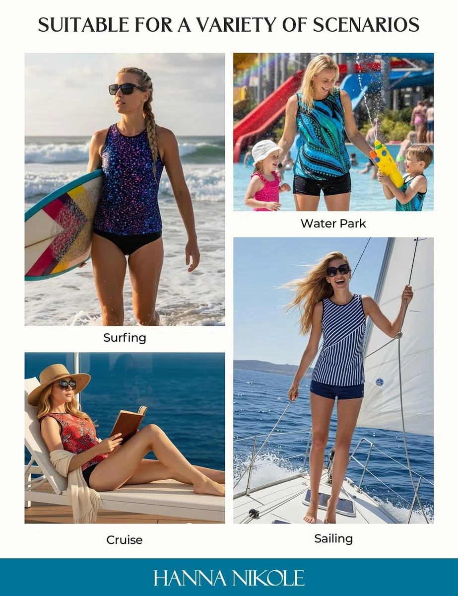 Hanna Nikole Tankini Top da donna singolo, costume da bagno da donna, senza parte inferiore, top sportivo da bagno da donna
