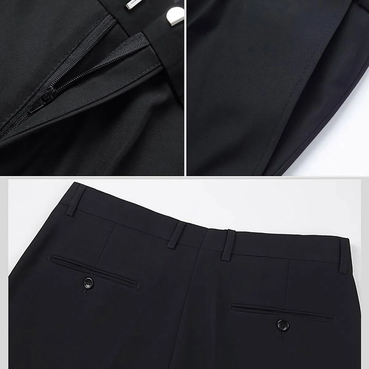 Pantalone Da Uomo Per Taglie Forti E Alte, Pantaloni Da Abito Da Sposo Con Vestibilità Classica E Parte Anteriore Piatta, Pantaloni Business Leggeri