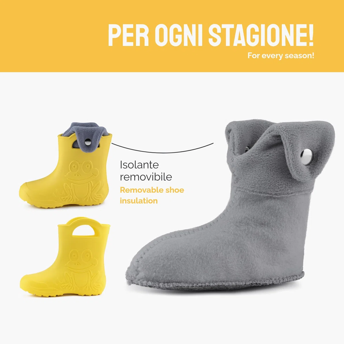 Ladeheid Stivaletti Pioggia Bambino in EVA Termici, Invernali Stivali Pioggia Bambina Calzino Interno con Bottoni e Motivo a Rana, Scarpe Bambino LA-CA-04