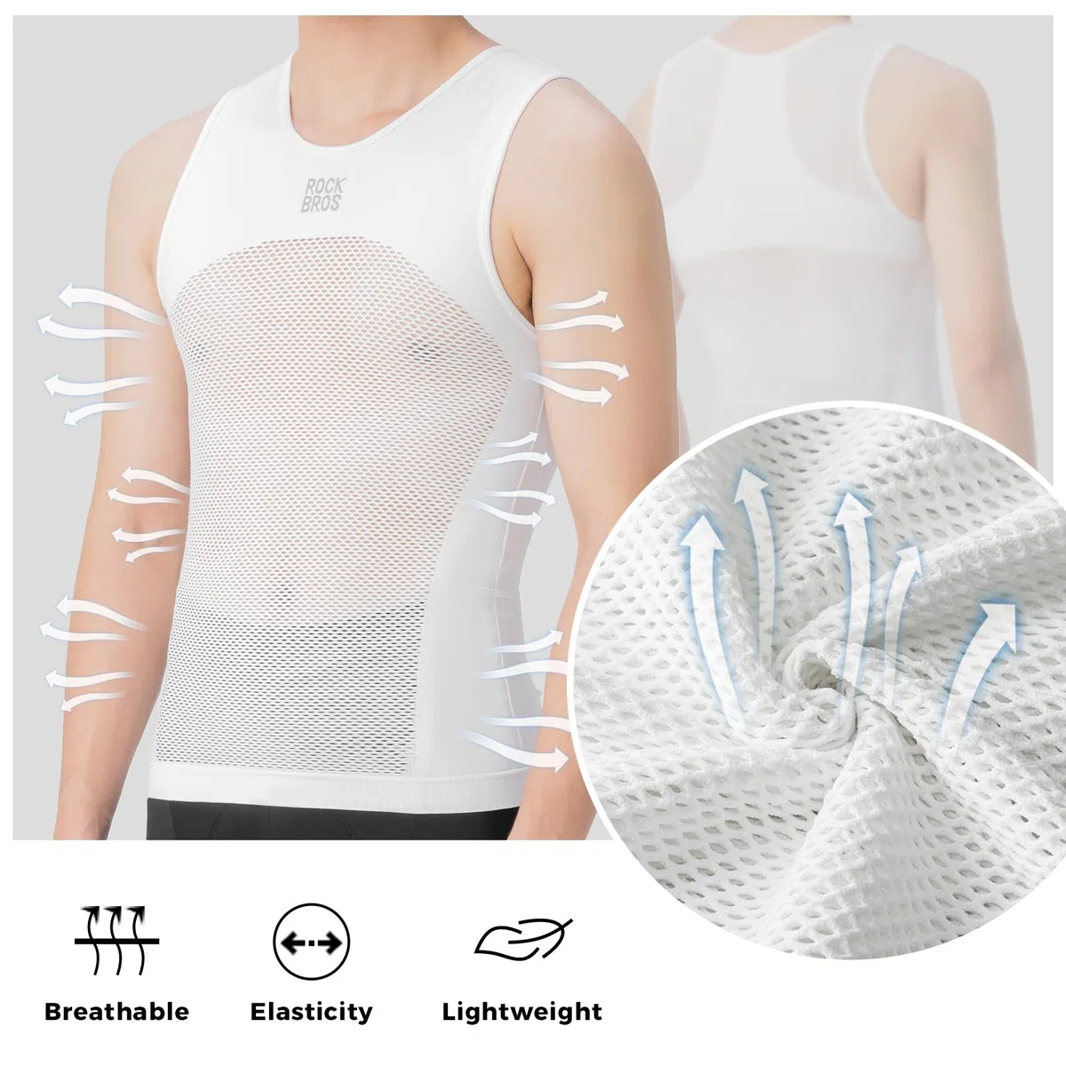 ROCKBROS Canotta Ciclismo Uomo, Maglia Senza Maniche, Maglia Intima Traspirante ad Asciugatura Rapida, Intimo da Ciclismo M-XXL, Strato Base Sportivo per Corsa Calcio Pallavolo