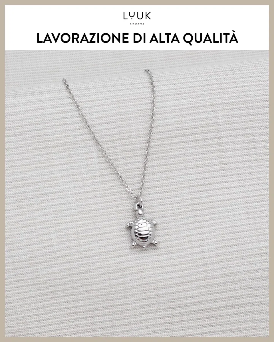 LUUK LIFESTYLE Collana con ciondolo diverso e acciaio inossidabile 50 cm, con carta HAPPINESS, idea regali donna, lei, ragazza, compleanno, portafortuna, gioielli elegante, argento, or, rosa
