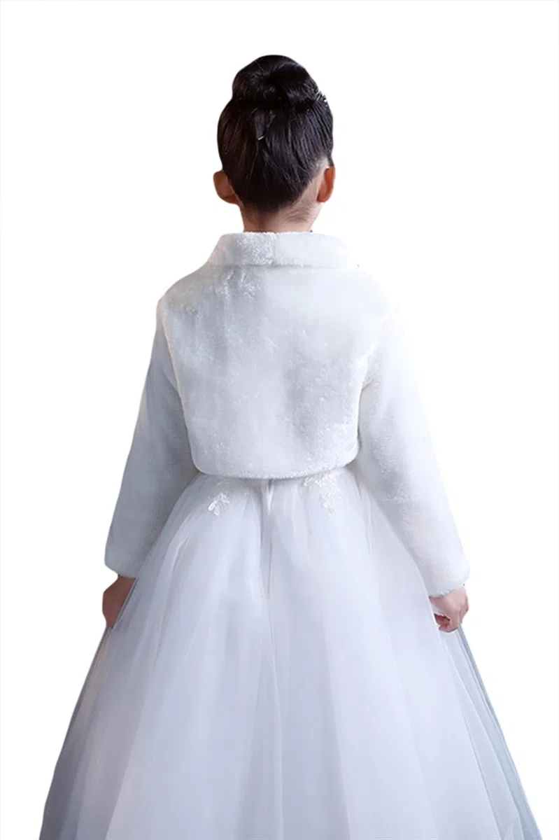 Pelliccia Ecologica Giacche Cardigan Bambine Ragazze di Fiore Principesse Bolero Pelliccia Finta Mantella con Manica Lunga