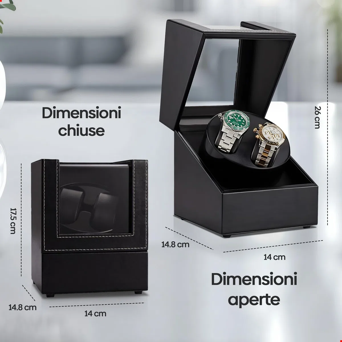 Caricatore per orologi Olvy per 2 orologi automatici, scatola carica orologi, carica orologi, motore estremamente silenzioso, cuscinetto flessibile per orologi