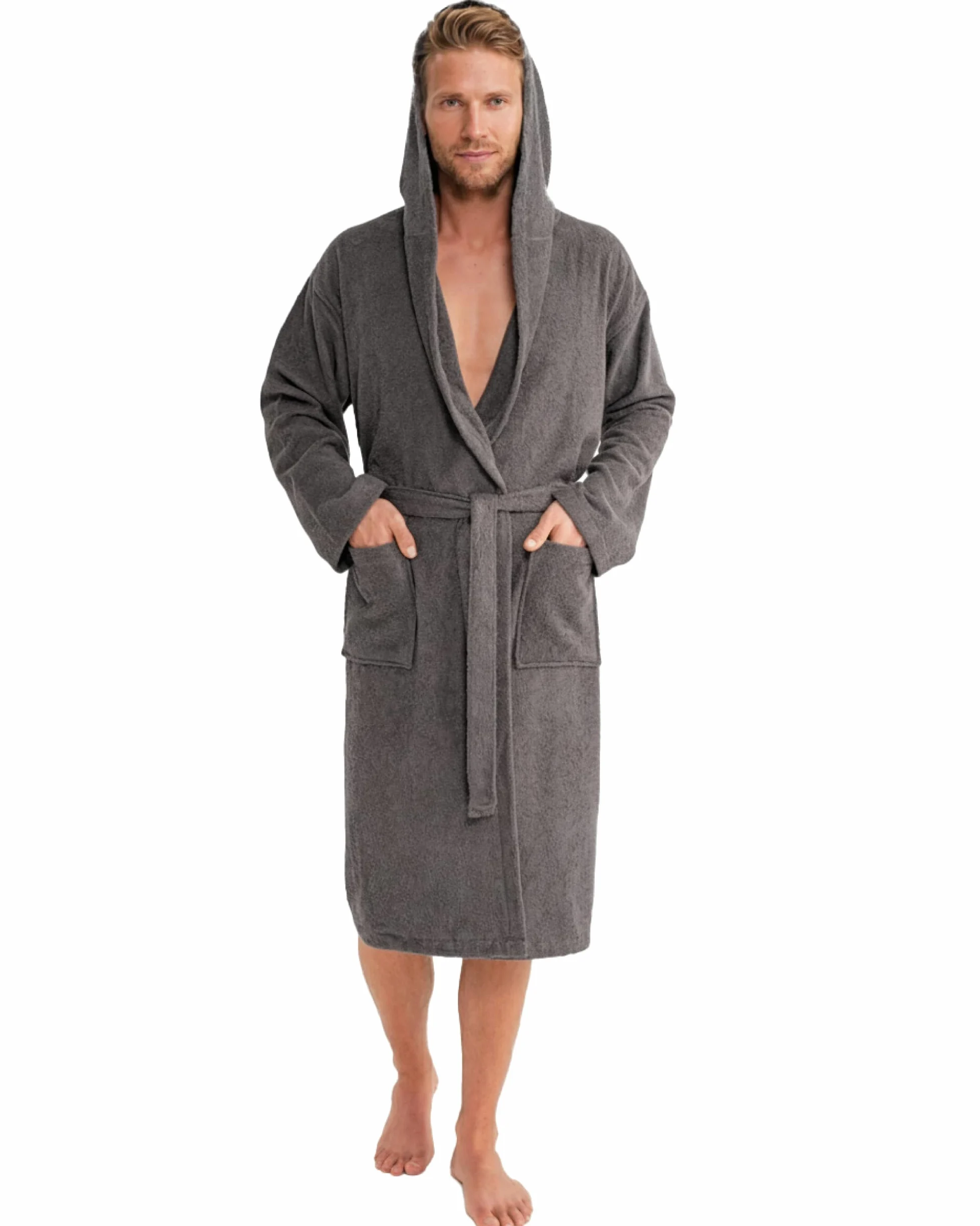 Twinzen Accappatoio Uomo Spugna con Cappuccio 100% Cotone - Morbido, Assorbente, Certificato Oeko-Tex