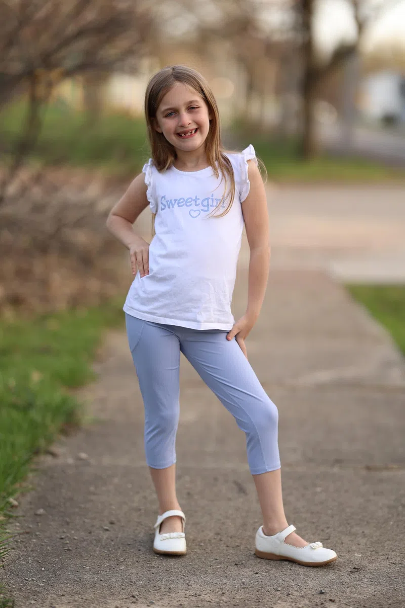 BIG ELEPHANT Confezione da 3 Leggings Capri Bambina con Tasche – Pantaloni Sportivi Yoga a Vita Alta per Bambine, Corsa, Danza, Allenamento