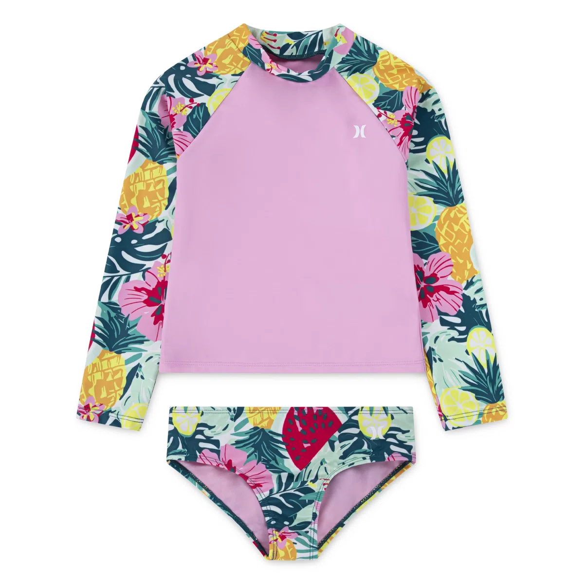 Hurley Long Sleeve Rash Guard 2-Piece Swimsuit Set di Rash Guard Bambine e Ragazze (Pacco da 2)
