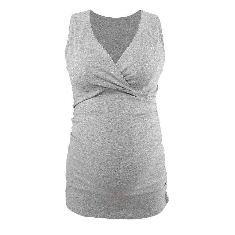 Top maternità e prémaman, Cotone V Neck Donna Increspato Camicia di maternità Vita/Gravidanza T-Shirt