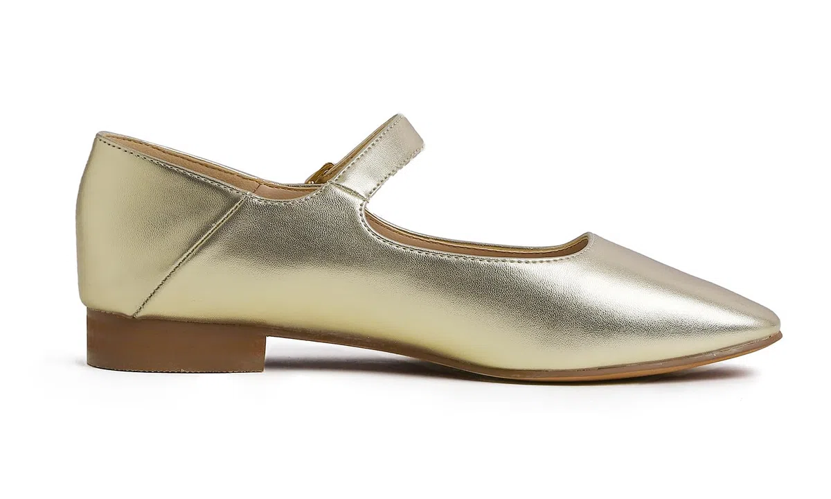 Feversole Women's Square Toe Mary Jane Fashion，Punta Quadrata Easy Buckle Tacco Basso Slip On Flats in Pelle vegana