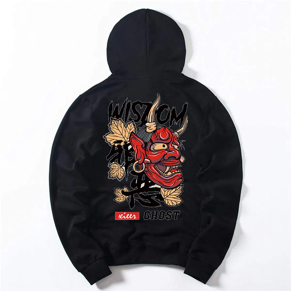XYXIONGMAO Felpe con Cappuccio Grafica per Uomo con Cappuccio Giapponese Streetwear Oversize Nero Bianco Fantasma Hip-Hop Buono e Male