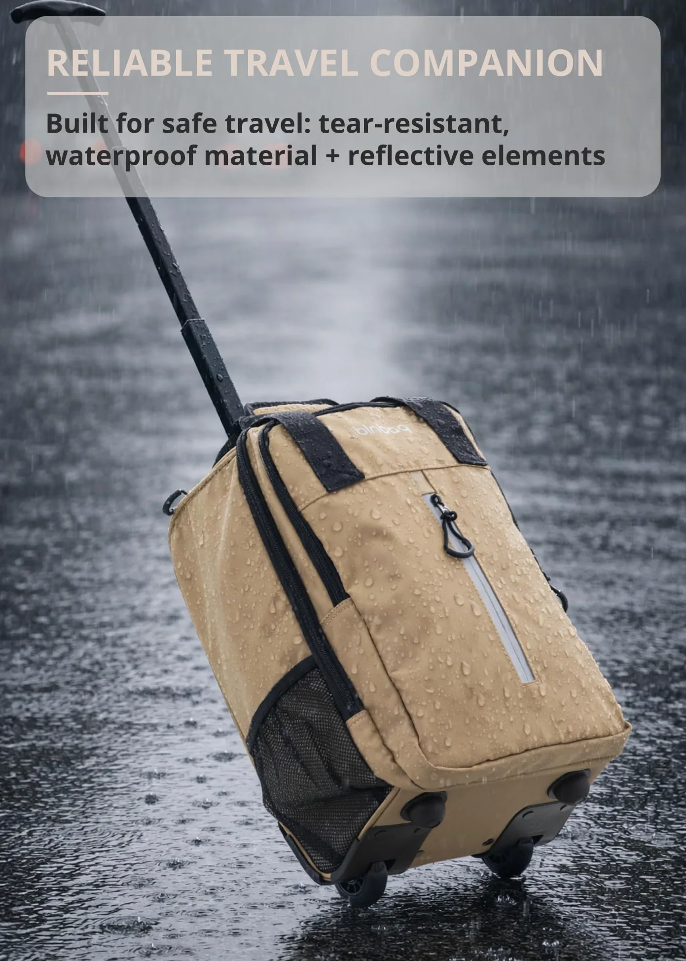 Blnbag M7 - Trolley da viaggio 40×20×25 cm Materiale impermeabile, piccola Valigia, cabin bag max 20L, borsone per aereo leggero 2 ruote, Bagaglio morbido Scomparto imbottito per laptop, Champagne