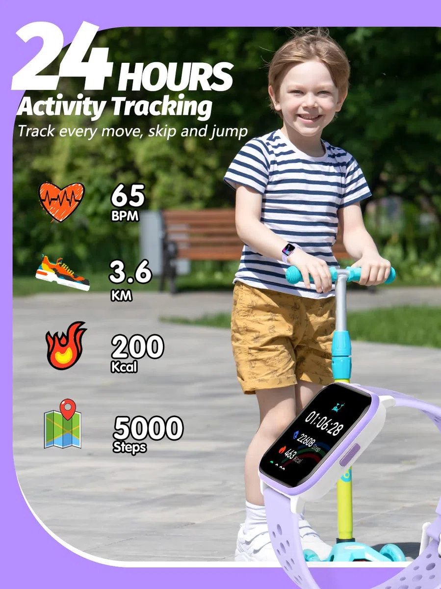Butele Bambini Smart Watch,Smart Watch per Bambini Watch Regali per 4-16 anni con modalità Sleep Multiple Modalità Sportive Pedometro Regalo di Compleanno per Ragazzi Ragazze