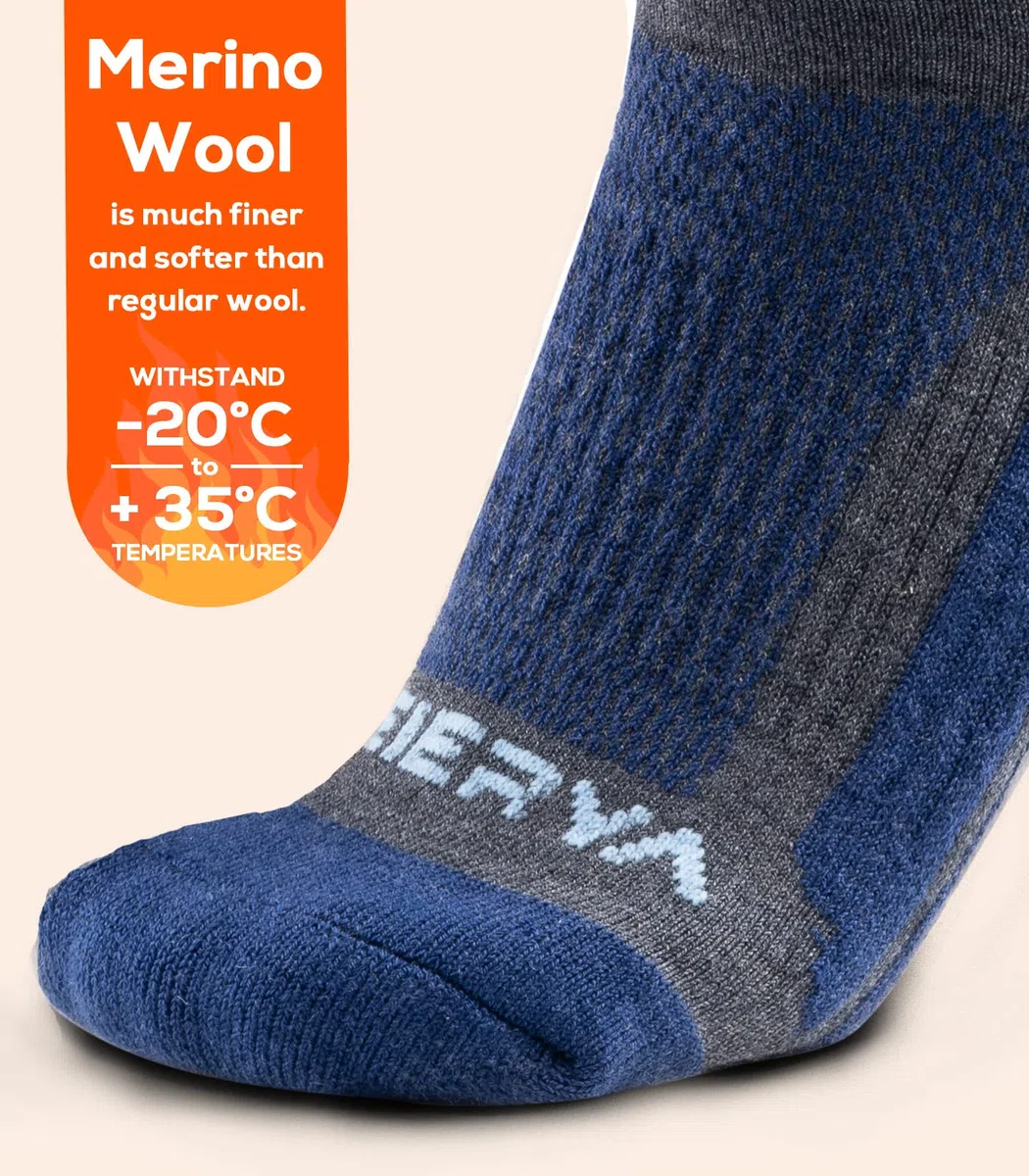 Calze da sci in Lana Merino Confezione da 2 Paia, Calzini Al Ginocchio Lunghi Termici per Sci, Snowboard, Inverno all'Aperto