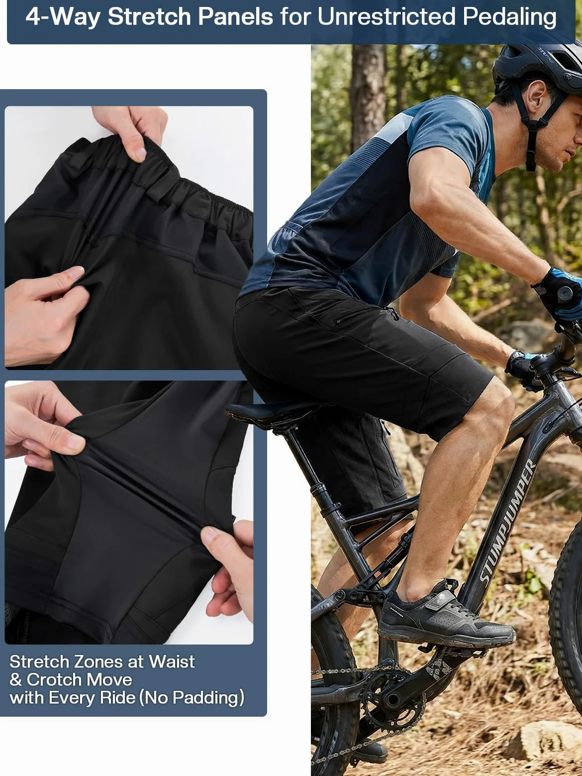 ARSUXEO Pantaloncini da Ciclismo Uomo Loose Fit MTB Bike Shorts Imbottiti Resistenti all'Acqua 1903 001D