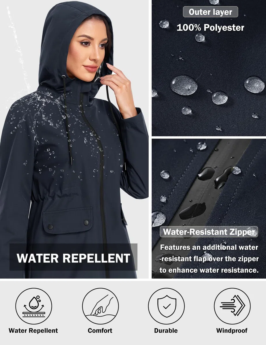 Yuson Girl Cappotto Primaverile Donna Lungo Cappotto Mezza Stagione Leggero Giacca Parka Antivento Elegante Cappotti con Cappuccio Casual Giubbotto per Primavera Estate Autunno