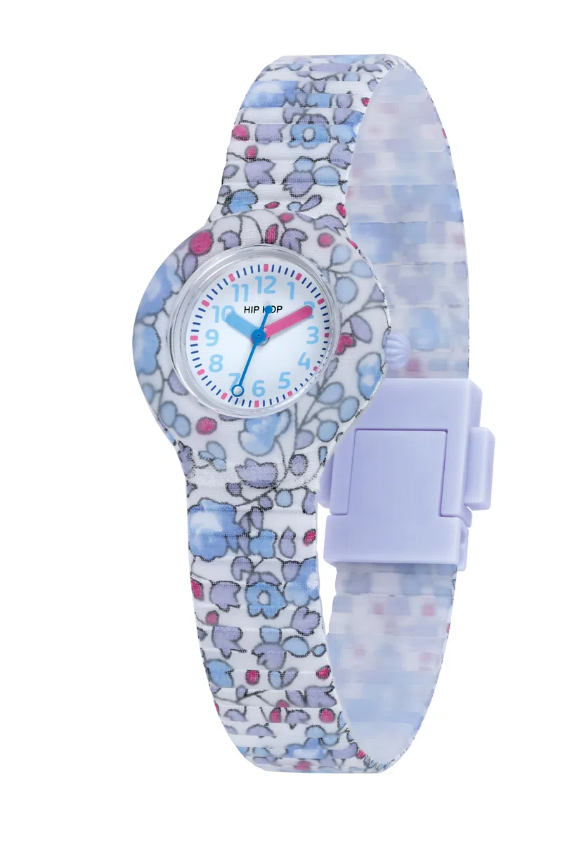 HIP HOP, Collezione Flower Power, Orologio Bambina, Cinturino in Silicone e Tessuto Liberty London, Design Floreale, Cassa 28mm, Facile da Leggere,Resistente all’Acqua