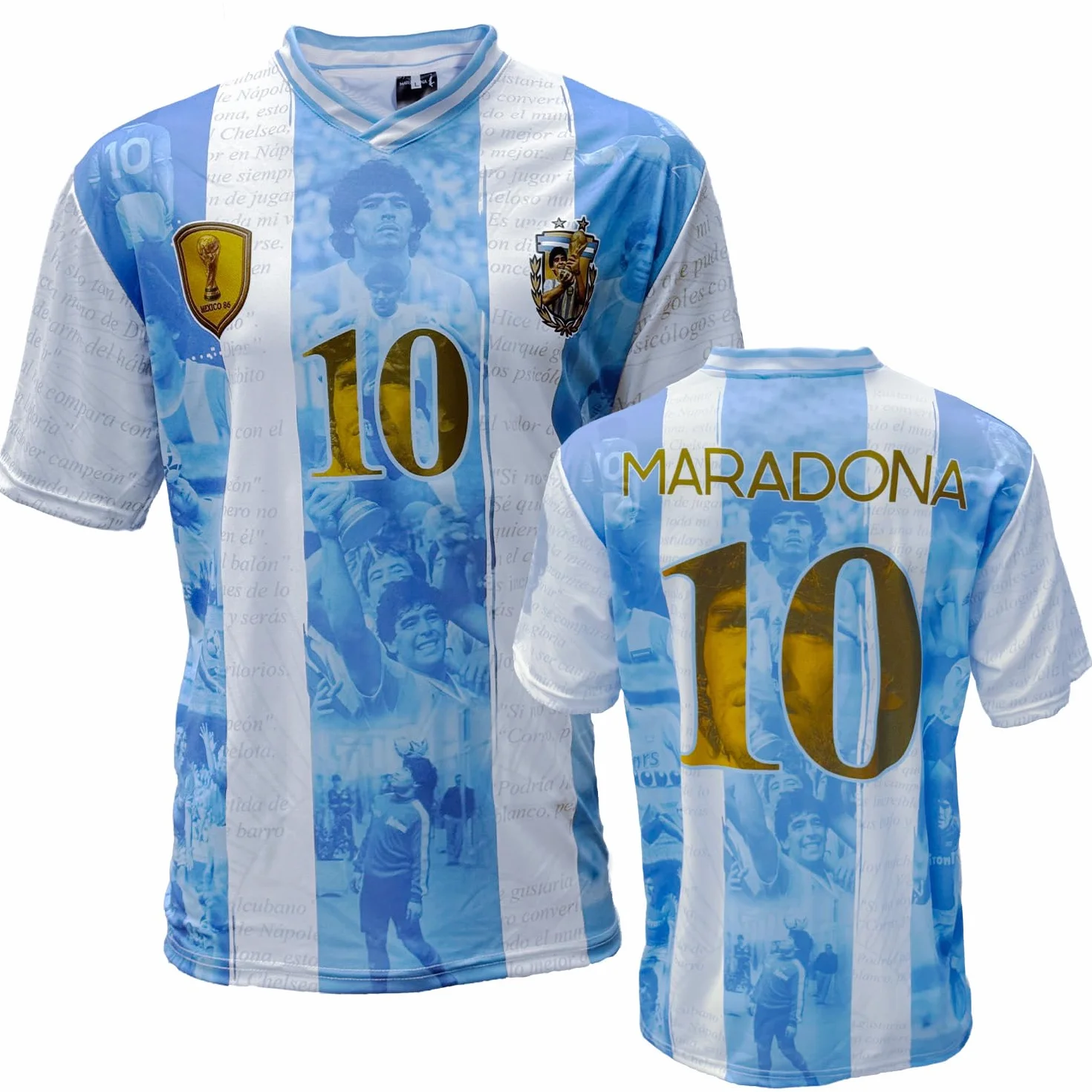 Soul up Maglia Calcio Diego Armando Maradona - El Pibe de Oro. Replica Ufficiale. Maglietta Calcio Argentina per Ragazzo e Adulto.