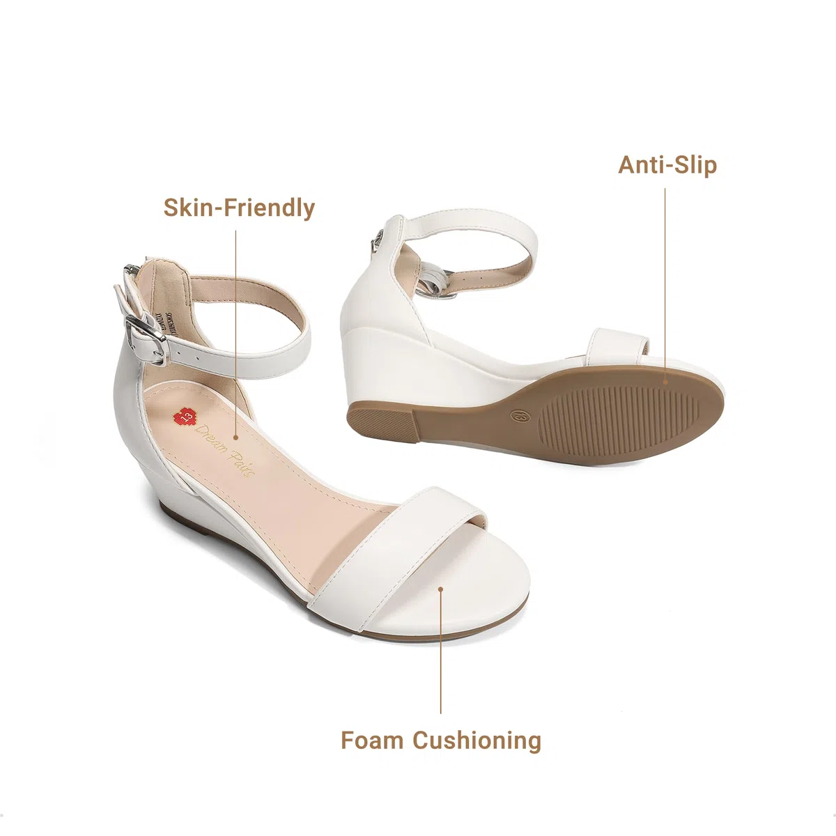 DREAM PAIRS Estivi Sandali con Zeppa e Plateau per Bambine e Ragazzine – Modello Flatform a Punta Aperta per Cerimonie e Feste