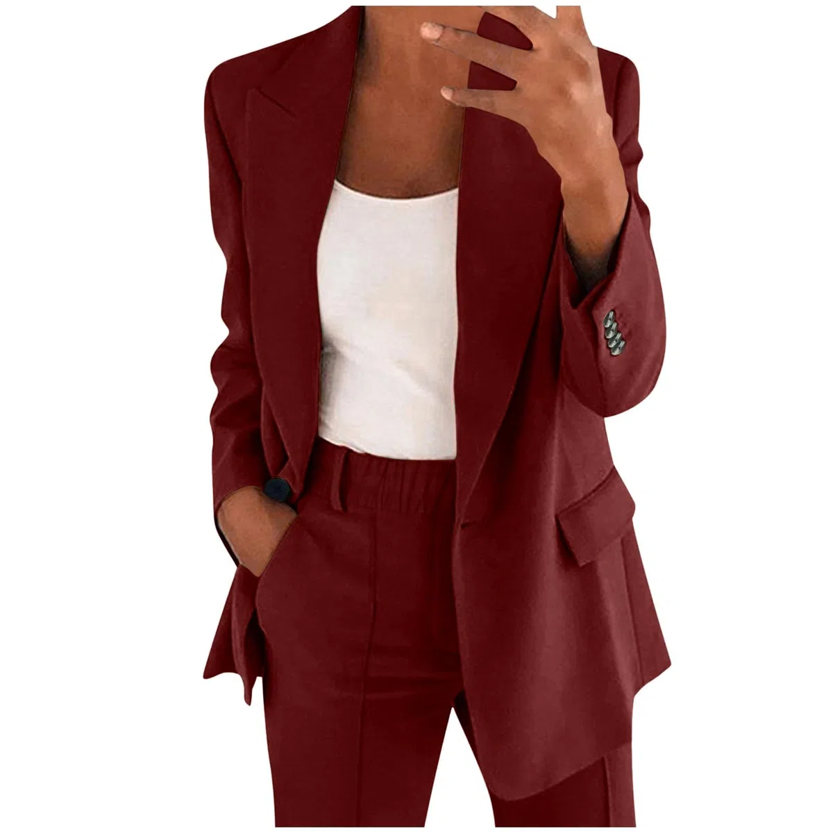 Generico Completo da Donna Elegante Pantaloni e Giacca Tailleur Leggeri Ufficio Suit Slim Fit Lunghe Tailleur Giacche da Donna Completo Top E Pantaloni Eleganti per La Primavera e L’Estate