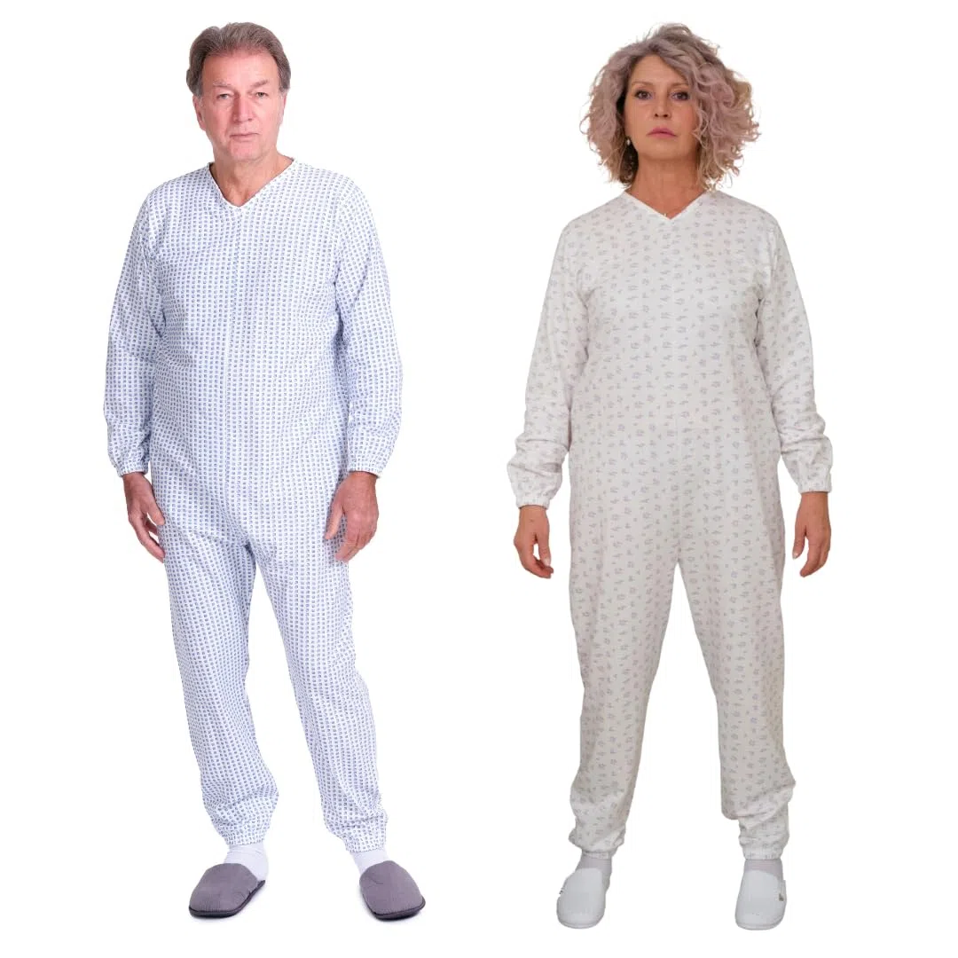 FERRUCCI COMFORT Pigiama Sanitario Invernale per Anziani - 9012 F - Unisex - Adatto per l'inverno - Felpato