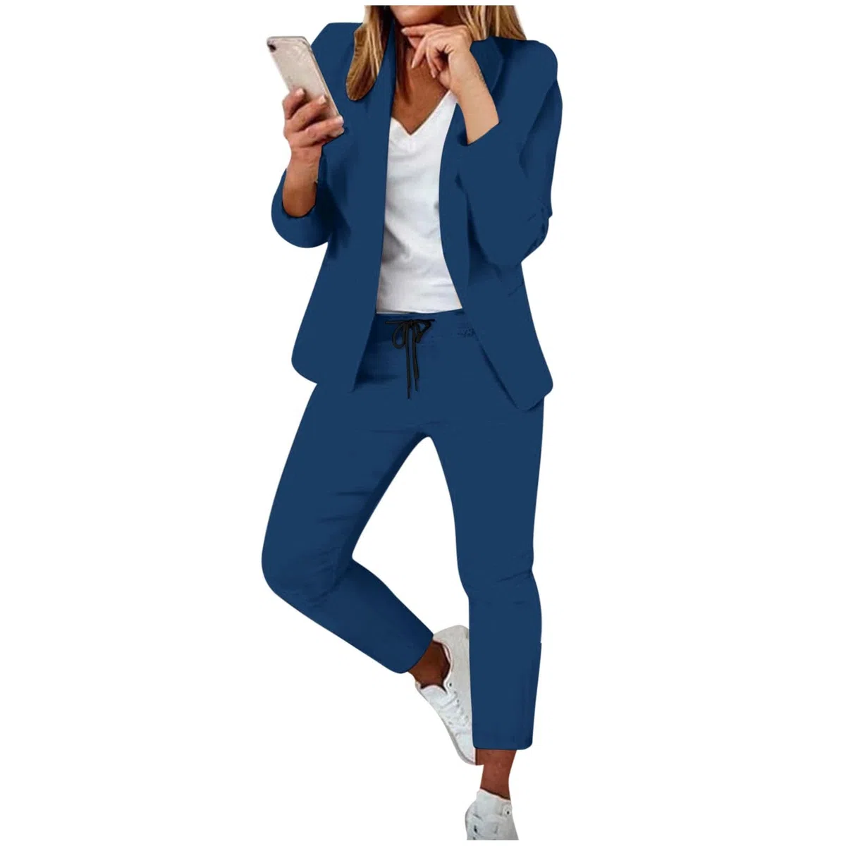 Generico Completo da Cerimonia Donna Elegante Due Pezzi Tailleur con Pantaloni E Giacca Leggeri Lavoro Cerimonia con Risvolto Maniche Lunghe Completo Business Suit E Lavoro