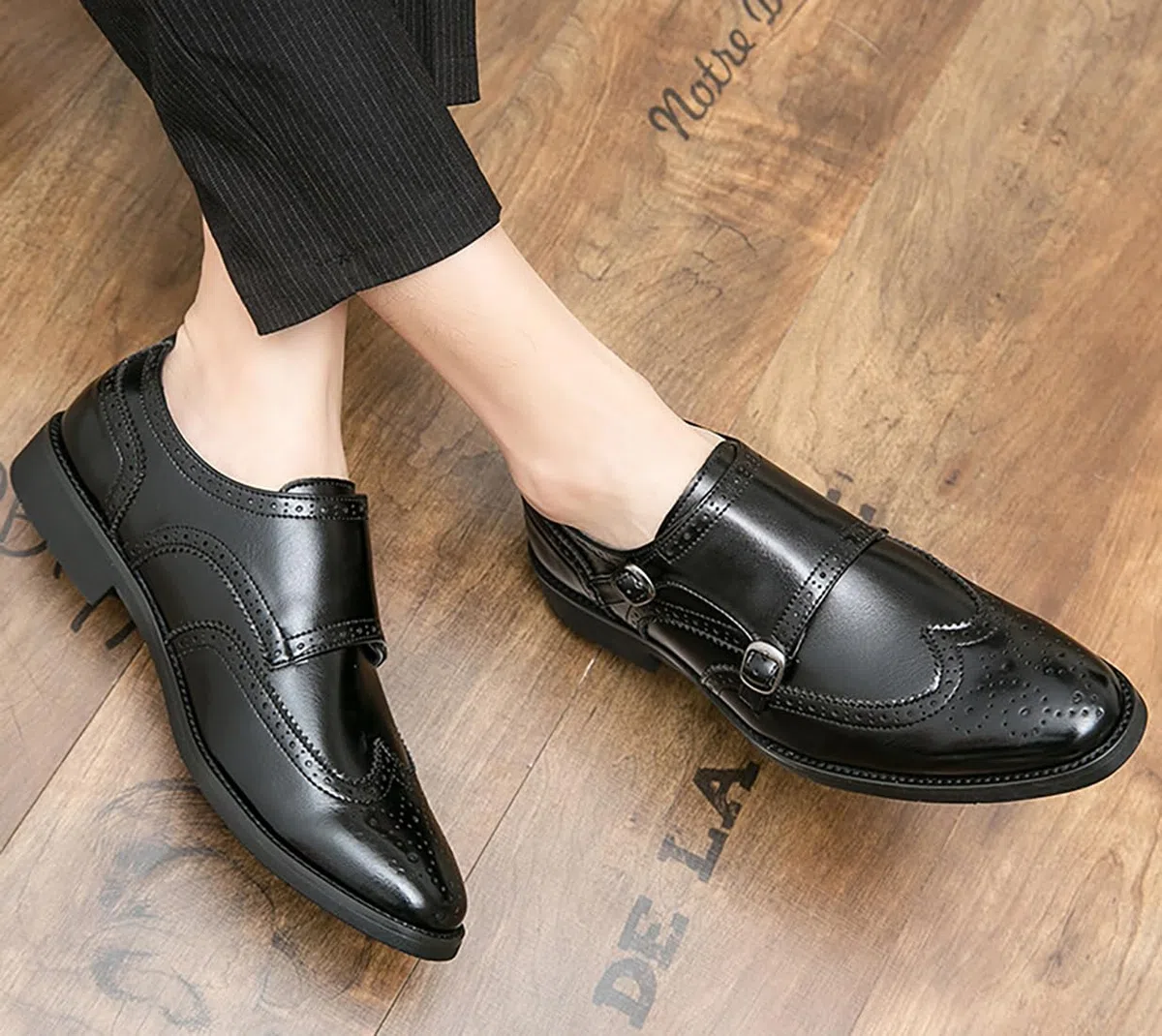 Mocassini da Uomo con Doppia Fibbia Ecopelle Classica Formali Scarpe Eleganti Casual Feste Matrimonio Mocassino Brogue