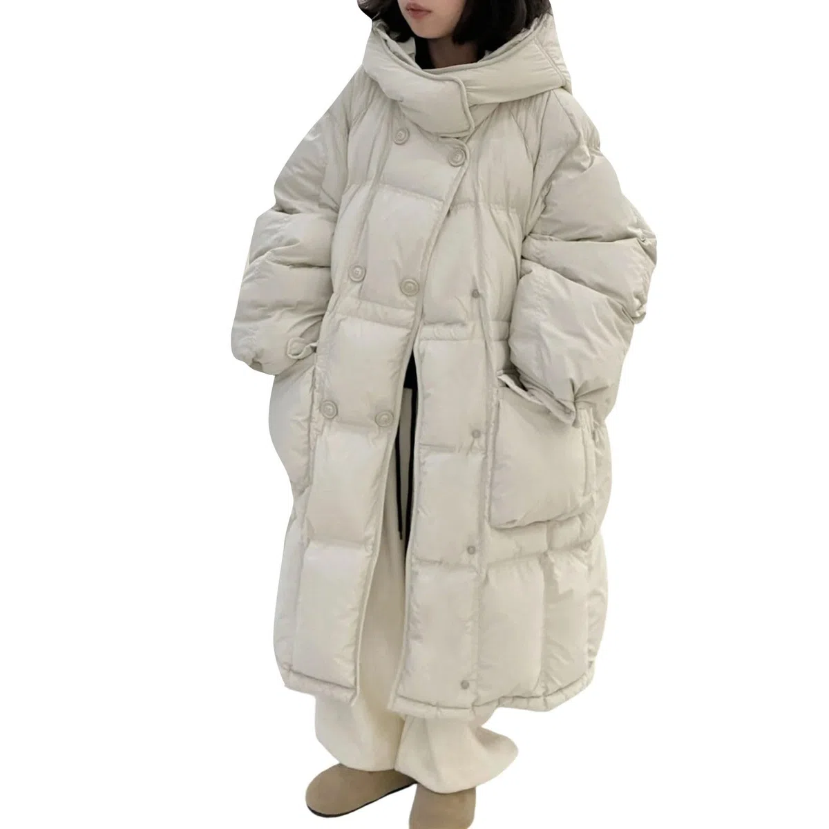 Piumino lungo invernale per ragazze Cappotti alla moda Oversize Caldi Spessi Piumini Maxi Lunghezza Elegante Parka Isolato Impermeabile Outwear