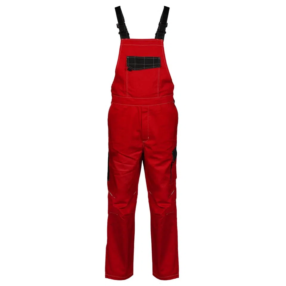 Salopette da Lavoro Professionale Bicolore per Carrozziere Meccanico Gommista Agricoltore, Cotone/Poliestere, Pettorina con Cerniera Zip - Resistente Multitasche