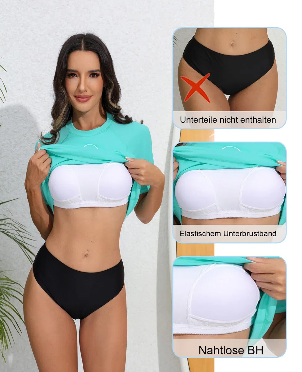 Halcurt Costume da bagno da donna UPF 50+ Rash Guard mezza zip con coulisse