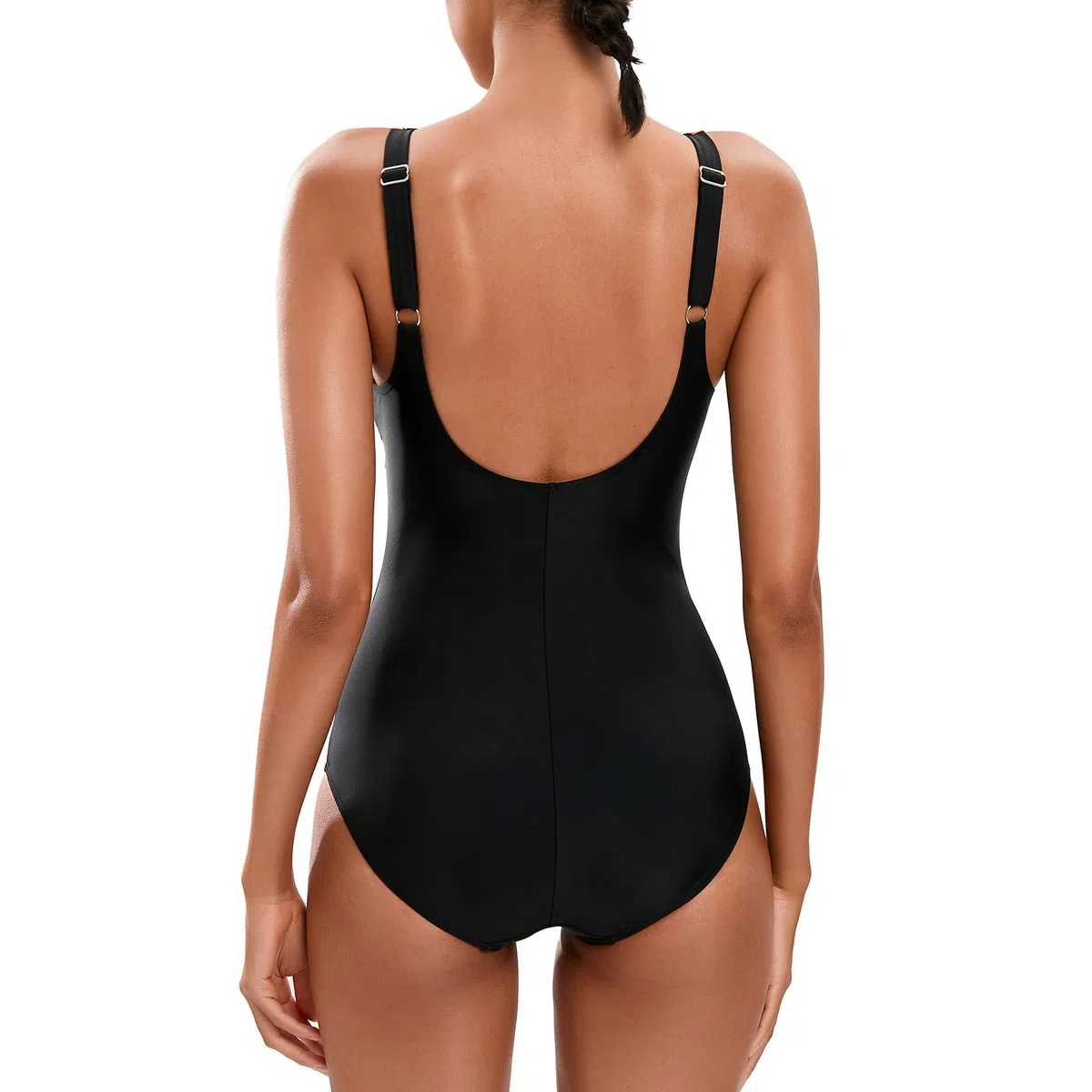 Veranobreeze Costume da Bagno da Donna di Un Pezzo Nero Atletico Modesto