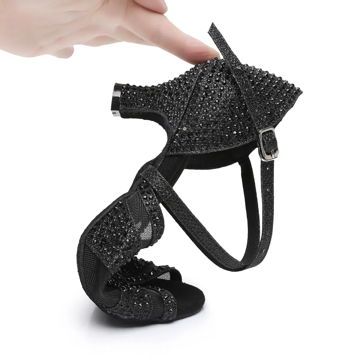 Rosefinch Scarpe da Ballo Latino da Donna Salsa Performance Strass Scarpe da Ballo Matrimonio Party 5/7cm Tacco