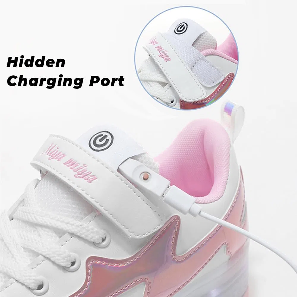 Mateju Scarpe con Rotelle Bambini Scarpe da Skateboard con Due Ruote Retrattile Moda Sneakers 2 in 1 Multiuso per Ragazzo e Ragazza, Traspirante Pattini a Rotelle Scarpe Sportive
