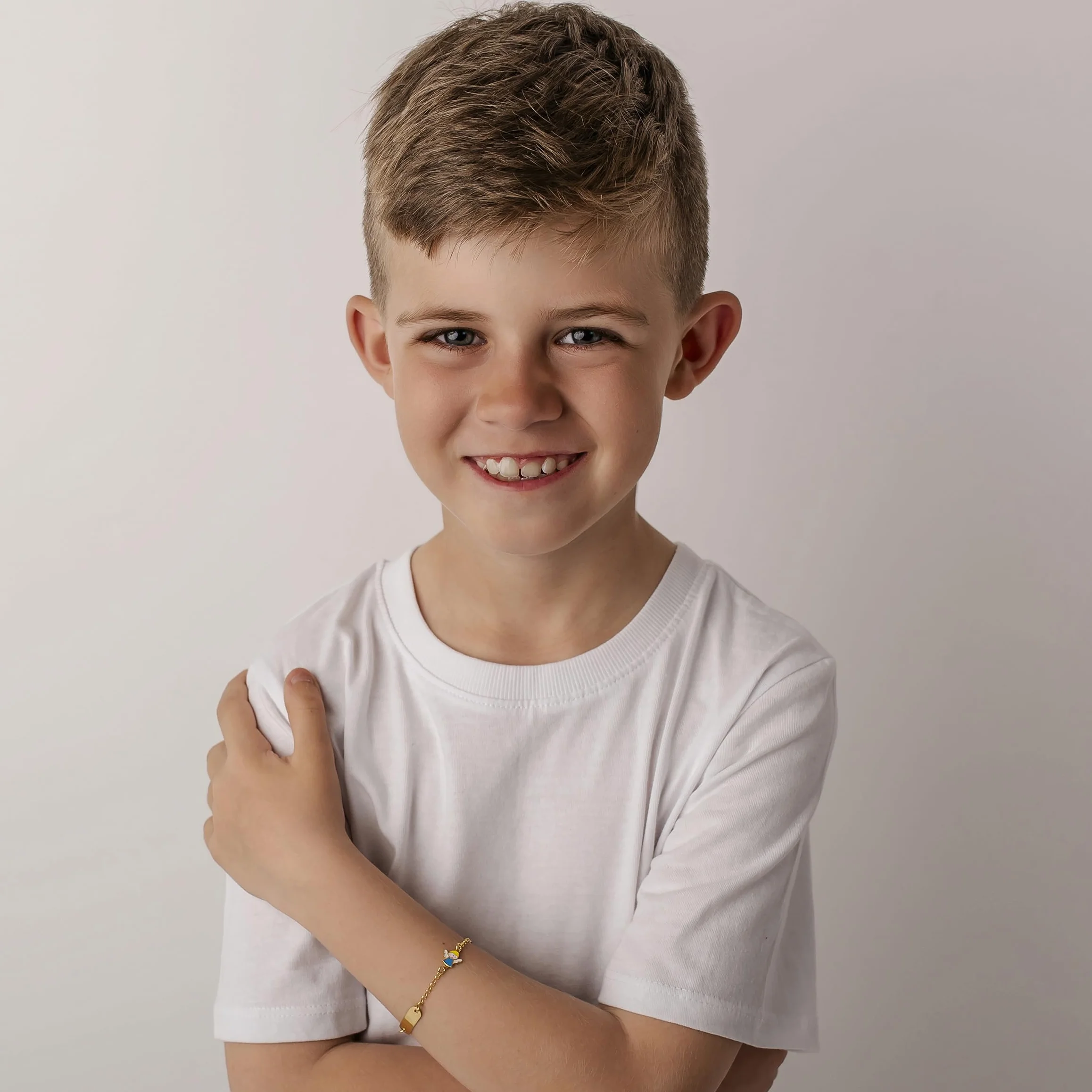 Sakrami Bracciale Argento 925 Bimbo Piastrina Personalizzabile con Nome e Angioletto Smaltato Blu Kids Collection + Confezione Regalo Personalizzata - Braccialetto per Nascita Comunione o Battesimo