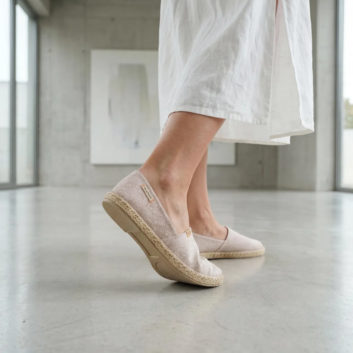GLAMORA Espadrillas da donna Sparto Tela Slip On Traspiranti Leggere, Suola in iuta antiscivolo confortevole tessile piatto Soletta comfort flessibile tessuto elasticizzato vestibilità leggera