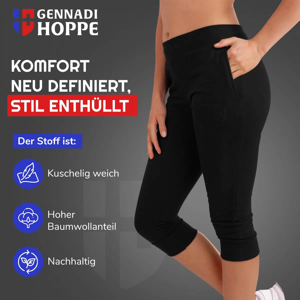 Pantaloni da Allenamento 3/4 Capri da Donna, Pantaloni Sportivi, Pantaloni da Jogging