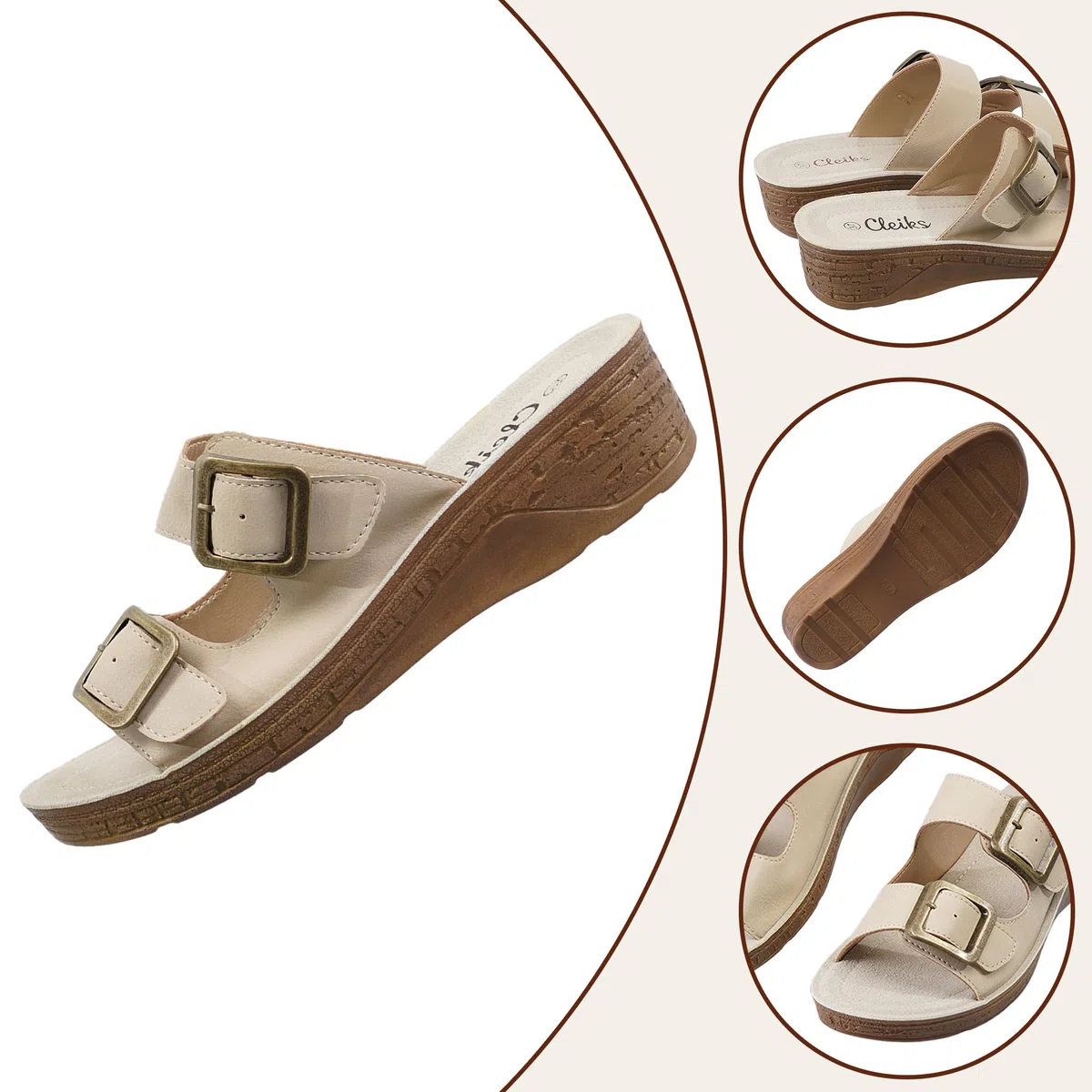 Sandali Aperti Donna Pantofole con Fibbia Sandali Pantofole Larghi Scarpe Estive Scarpe Ortopediche Ciabatte Slides
