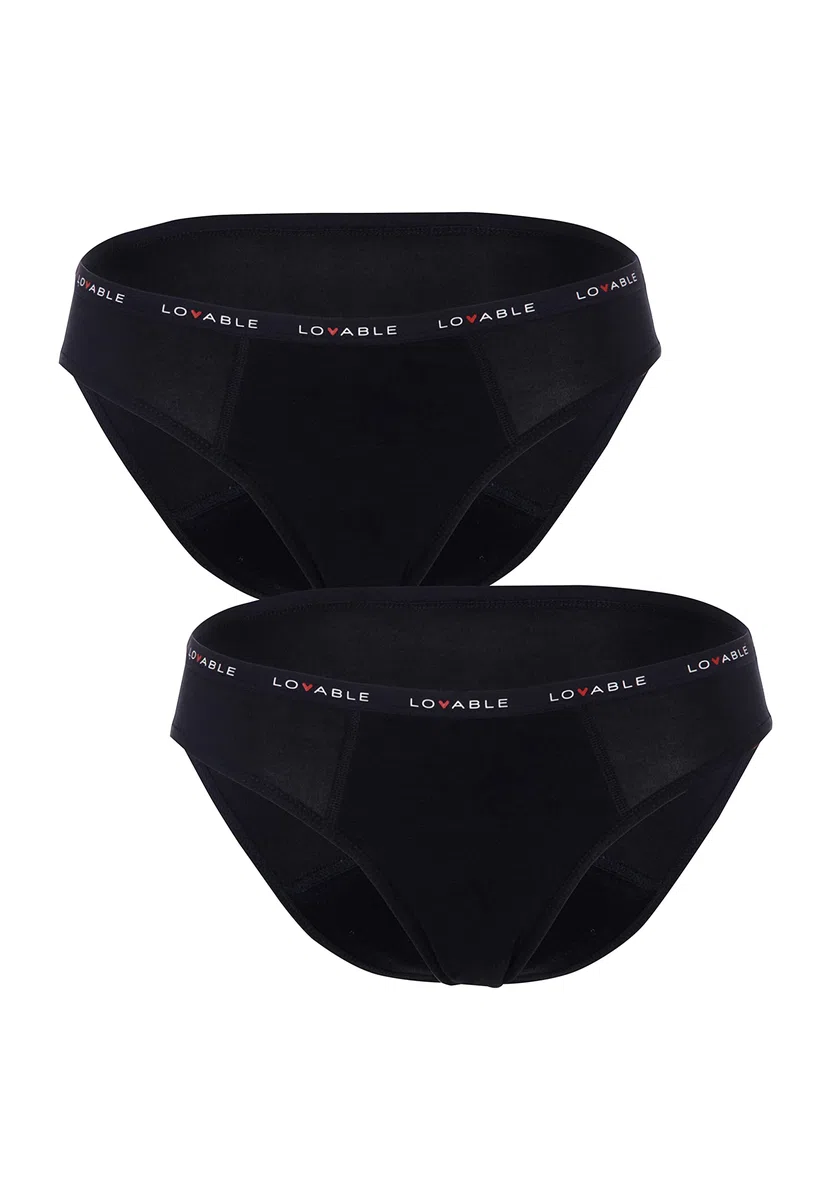 Lovable Slip da Ciclo Mestruale Flusso Abbondante in Cotone | Mutande Mestruali Riutilizzabili e Assorbenti | Intimo Period Panties Bi-Pack Donna x2