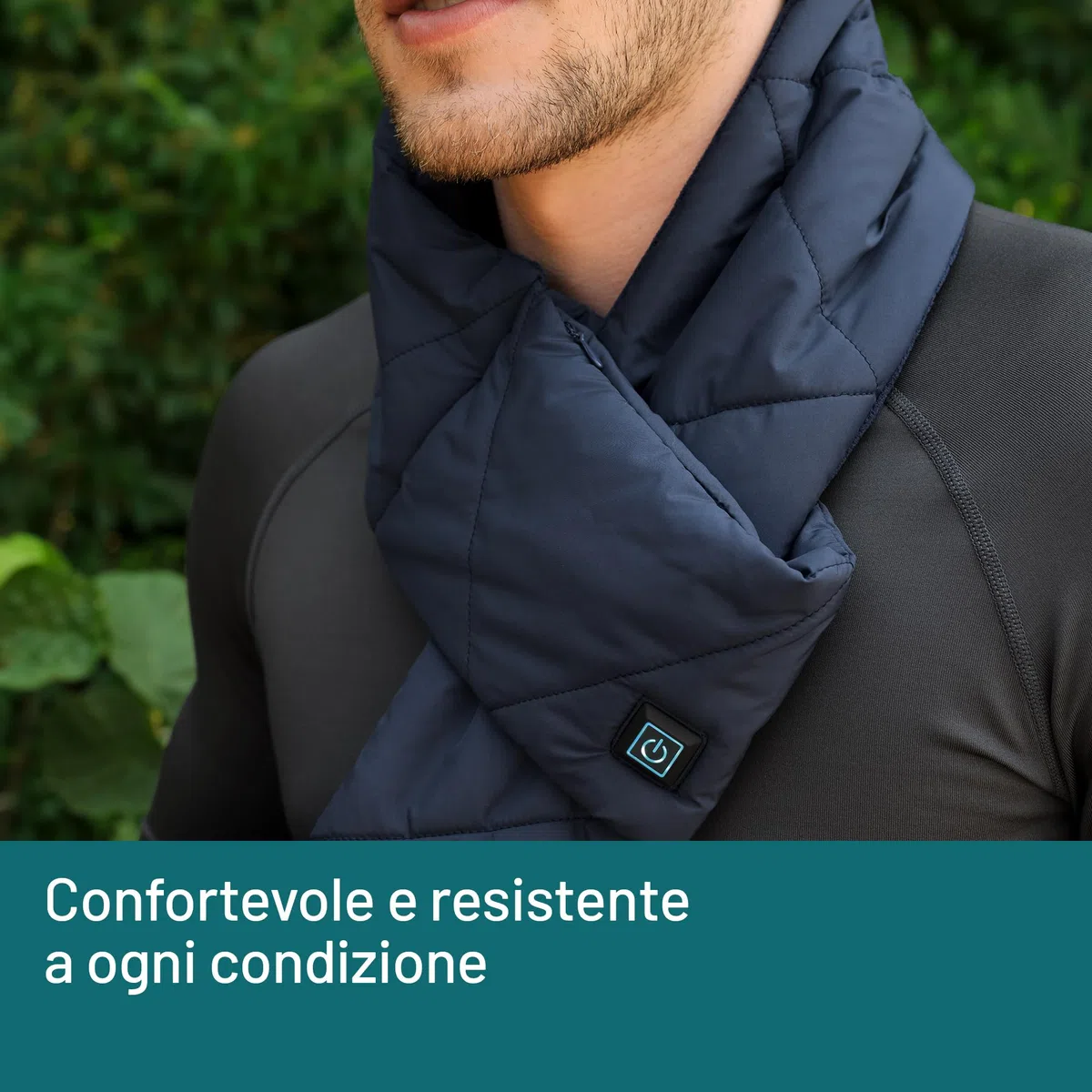 Imetec Heat On The Go Puffer Scarf - Sciarpa Riscaldante Cordless 3 Temperature, Blu - Calore Extra per Collo e Cervicale, Senza Fili Ricaricabile con Powerbank (non incluso)
