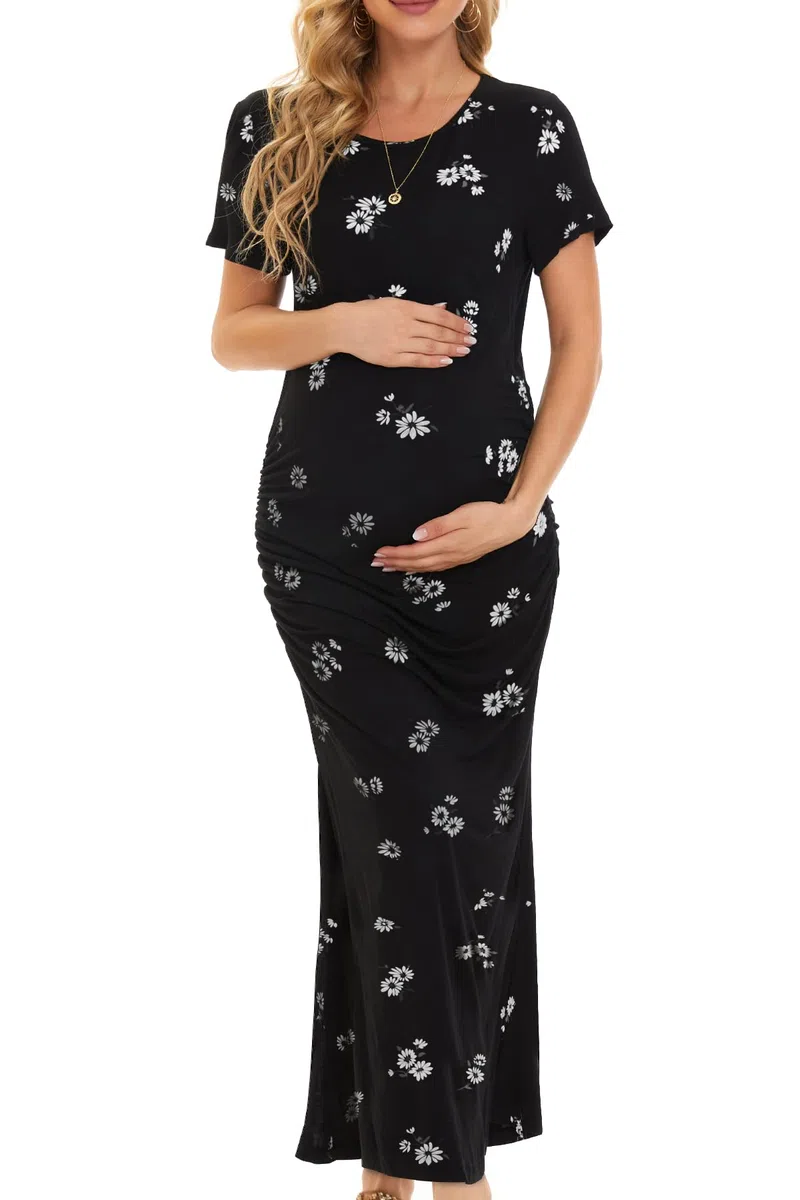 Smallshow Donna Lungo Split Vestiti Premaman Eleganti Abiti Premaman Estivi SVP121 L