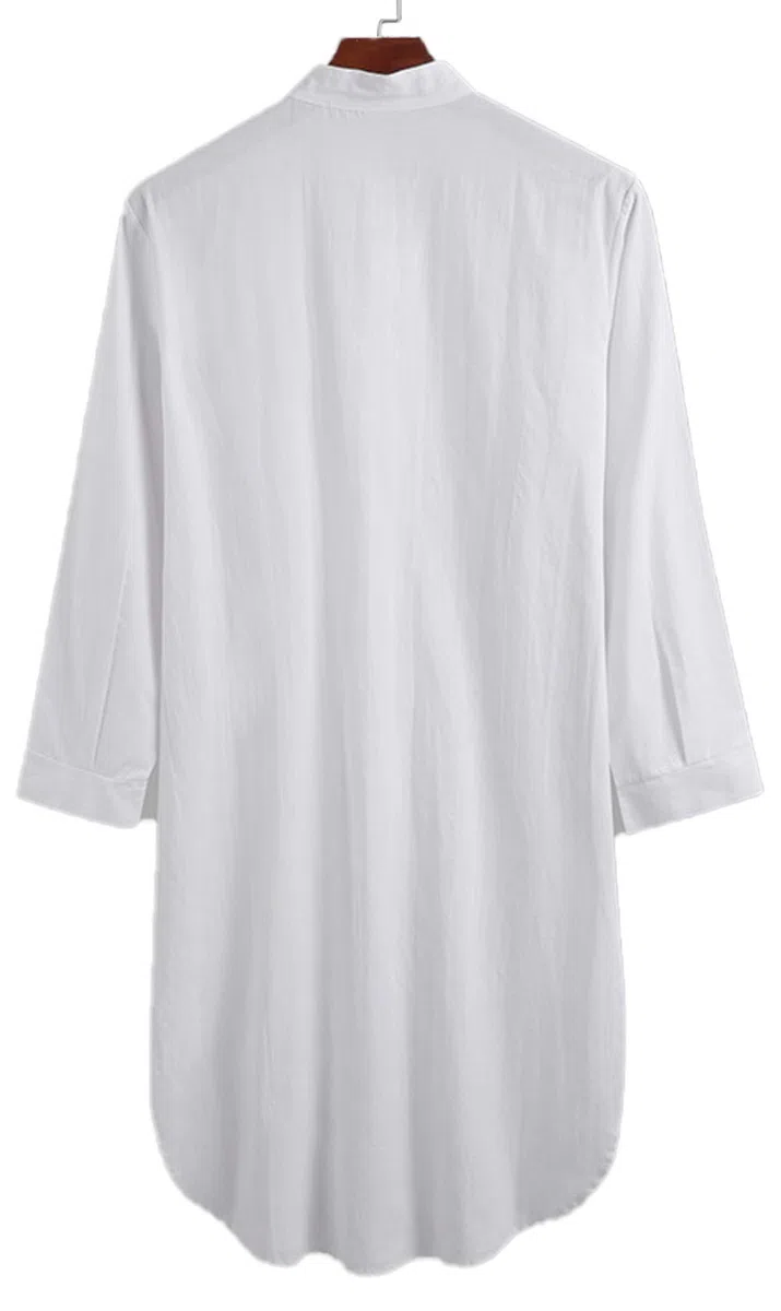 AIEOE Uomo Camicia da Notte a Manica Lunga Cotone Leggera Comoda Lunghe Maglie Pigiama