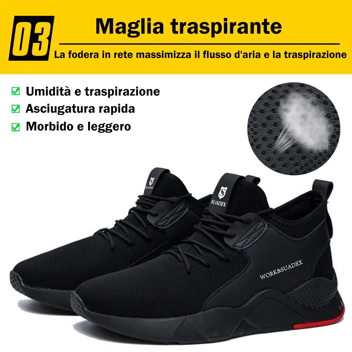 SUADEX Scarpe Antinfortunistiche Uomo Donna Scarpe da Lavoroleggere Alte Comode Scarpe Sicurezza